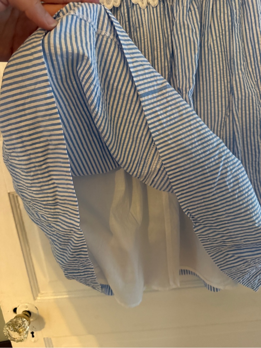 Lilly Pulitzer Blue Stripe Tie-Shoulder Dress with Lace Waist - Picture 5 of 8